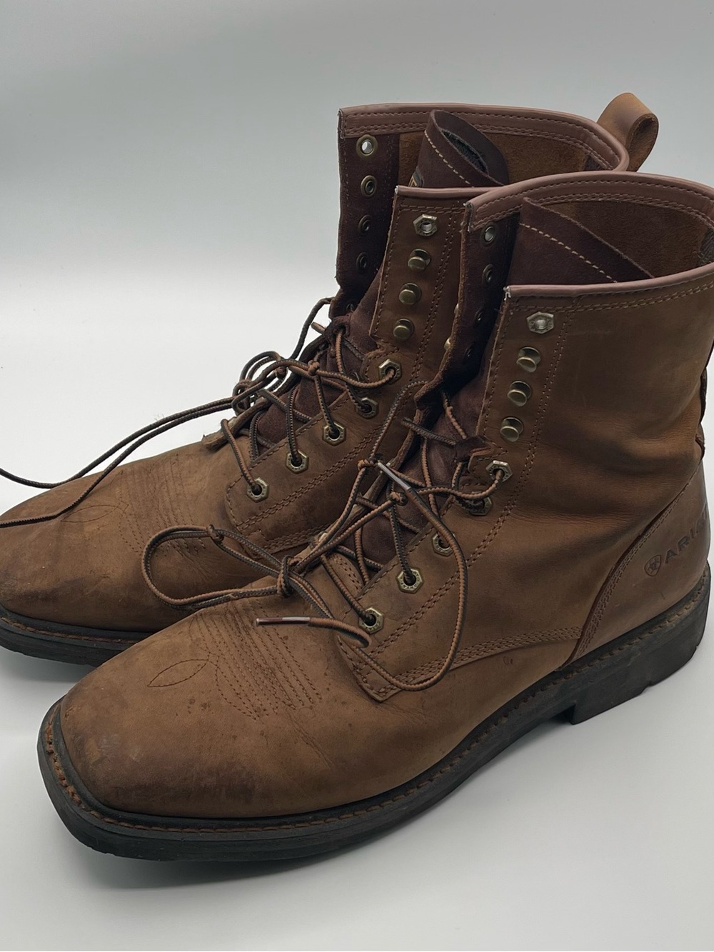 Ariat Brown Leather Lace-Up Men's Work Boots